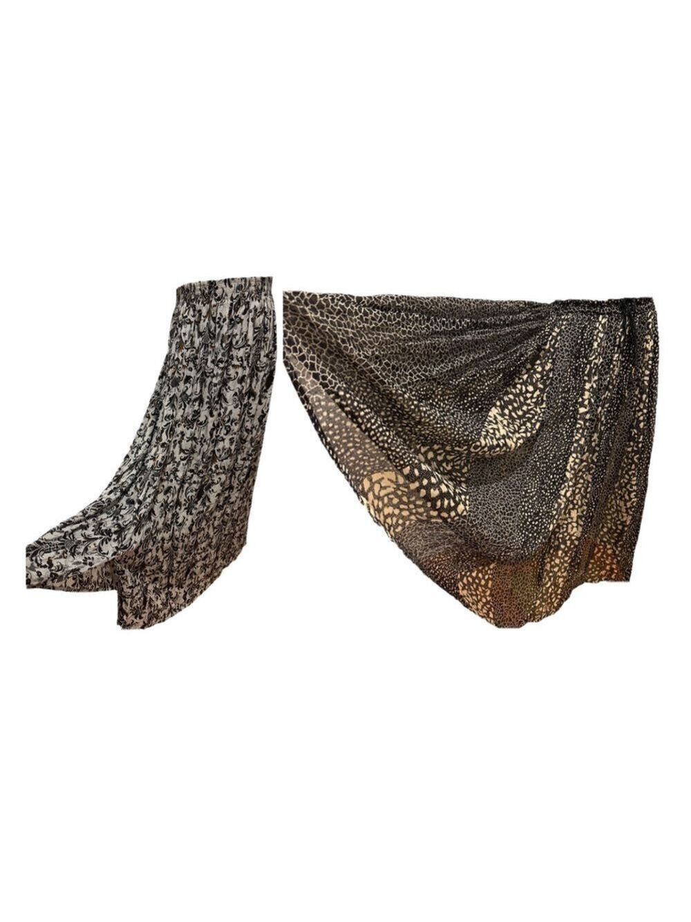 90s 2PC NUBIAN QUEEN ANIMAL PRINT & CM SHAPES FLORAL BOHEMIAN MIDI SKIRT SZ L - Picture 3 of 12